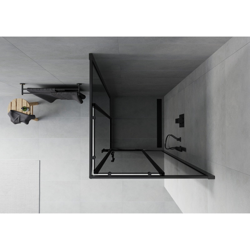 Mexen Rio 90 x 90 cm Square Shower Enclosure, Graphite, Black - 860-090-090-70-40
