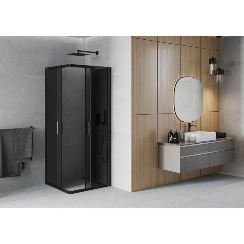 Mexen Rio square shower cabin 90 x 90 cm, graphite, black - 860-090-090-70-40
