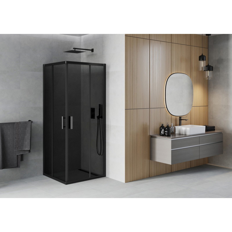 Mexen Rio square shower cabin 90 x 90 cm, graphite, black - 860-090-090-70-40