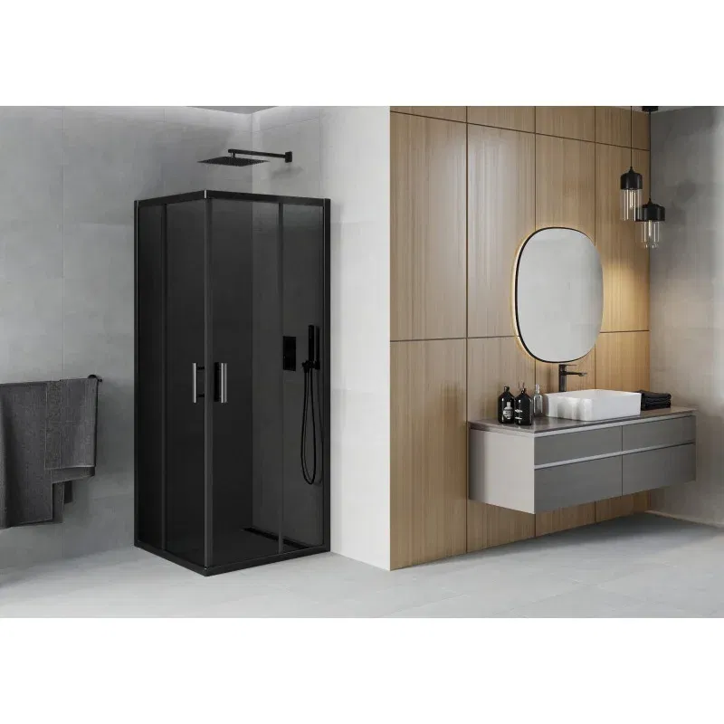 Mexen Rio square shower enclosure 90 x 90 cm, graphite, black - 860-090-090-70-40