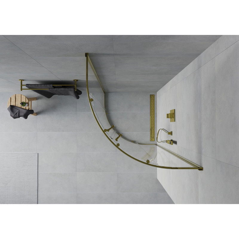 Mexen Rio semi-circular shower enclosure 70 x 70 cm, transparent, gold - 863-070-070-50-00