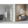 Mexen Rio shower cabin semi-circular 90 x 90 cm, stripes, gold - 863-090-090-50-20