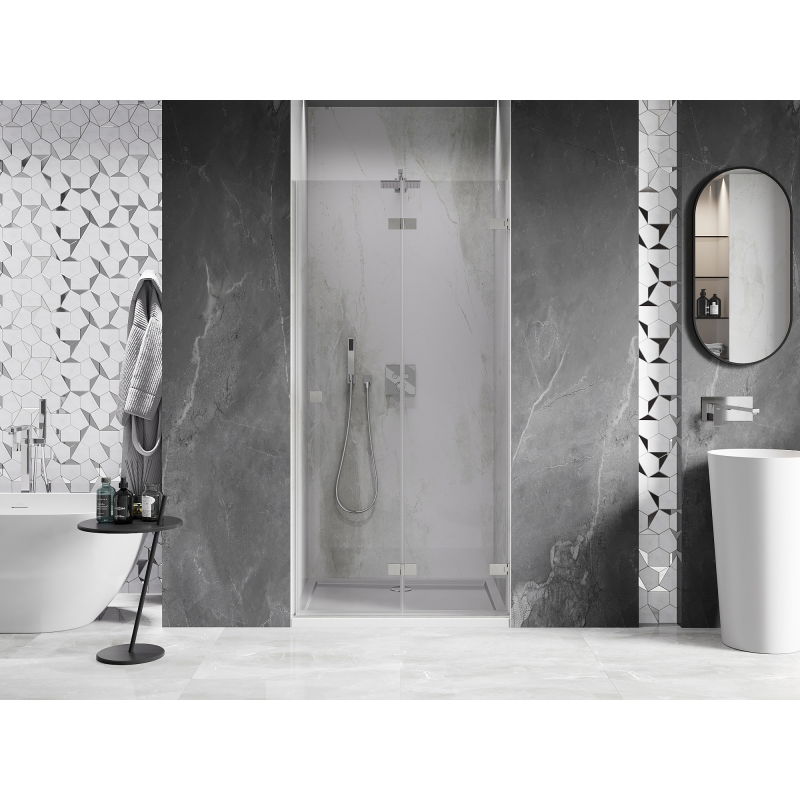 Mexen Lunar-F folding shower door right 80 cm, transparent, brushed nickel - 836-080-000-97-00-P