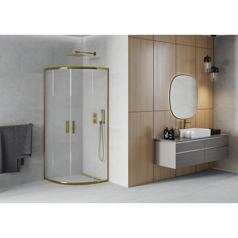 Mexen Rio semicircular shower cabin 70 x 70 cm, frost, gold - 863-070-070-50-30