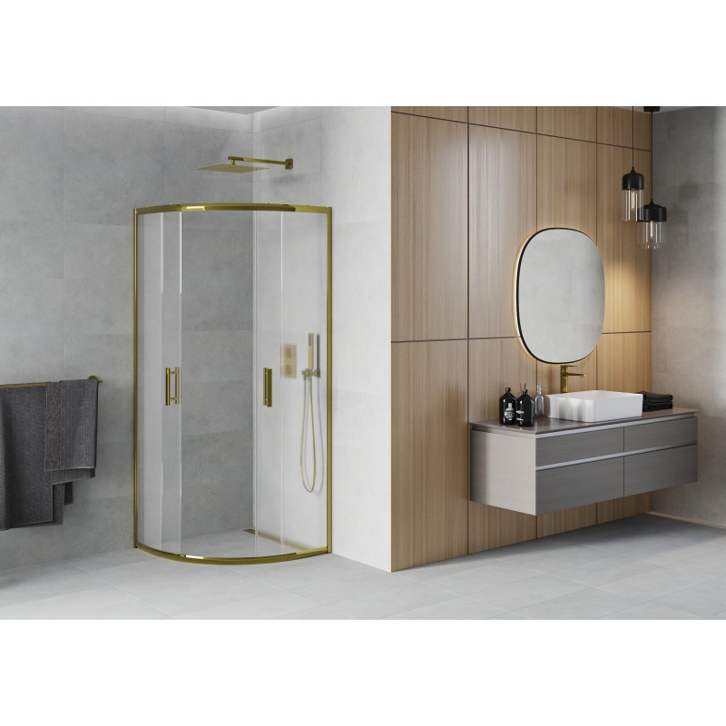 Mexen Rio semicircular shower cabin 70 x 70 cm, frost, gold - 863-070-070-50-30