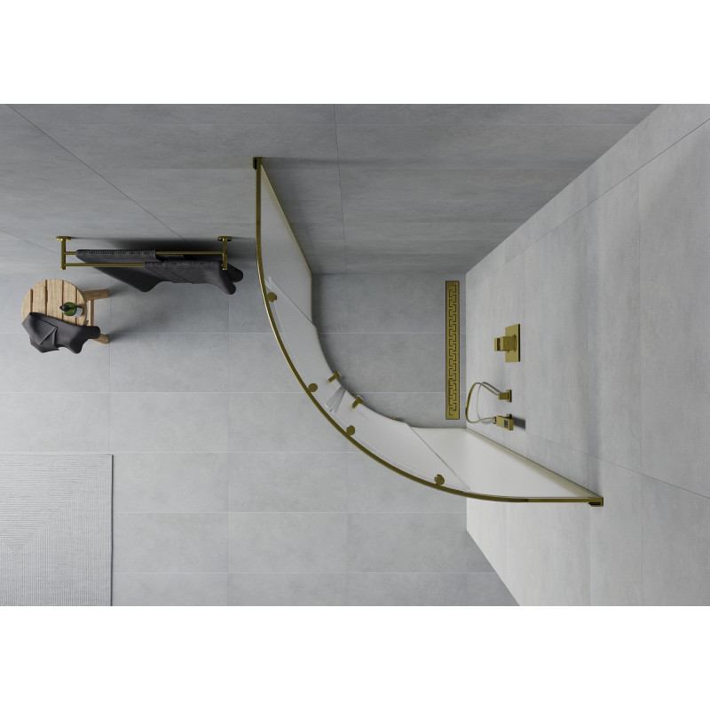 Mexen Rio semi-circular shower cabin 70 x 70 cm, frost, gold - 863-070-070-50-30