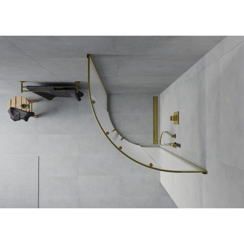 Mexen Rio semicircular shower cabin 70 x 70 cm, frost, gold - 863-070-070-50-30