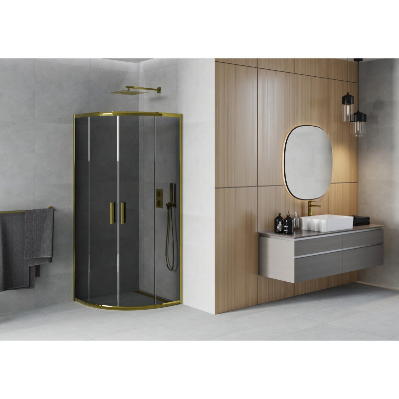 Mexen Rio semi-circular shower enclosure 70 x 70 cm, graphite, gold - 863-070-070-50-40
