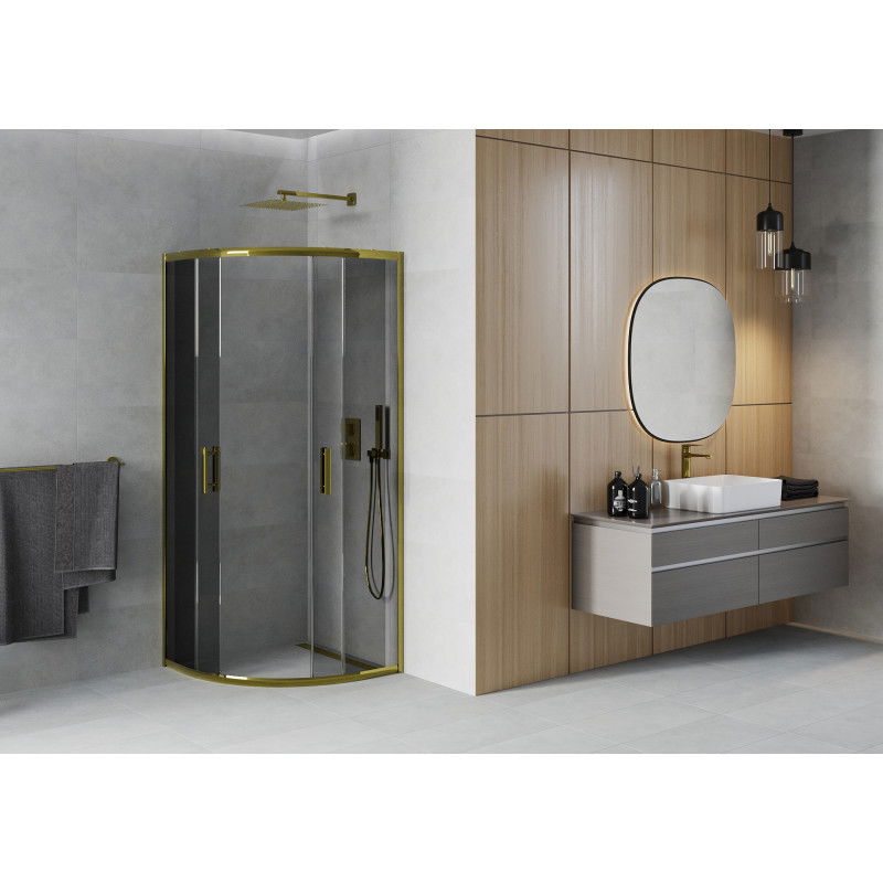 Mexen Rio semicircular shower cabin 70 x 70 cm, graphite, gold - 863-070-070-50-40