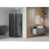 Mexen Rio 90 x 90 cm semicircular shower cabin, graphite, gold - 863-090-090-50-40