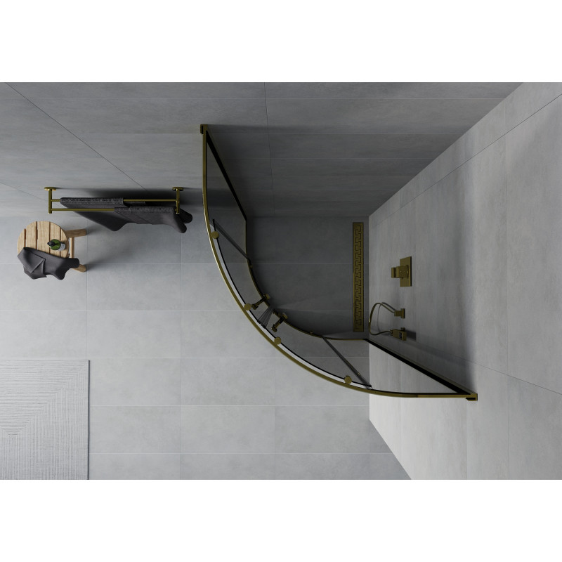 Mexen Rio 90 x 90 cm semicircular shower cabin, graphite, gold - 863-090-090-50-40
