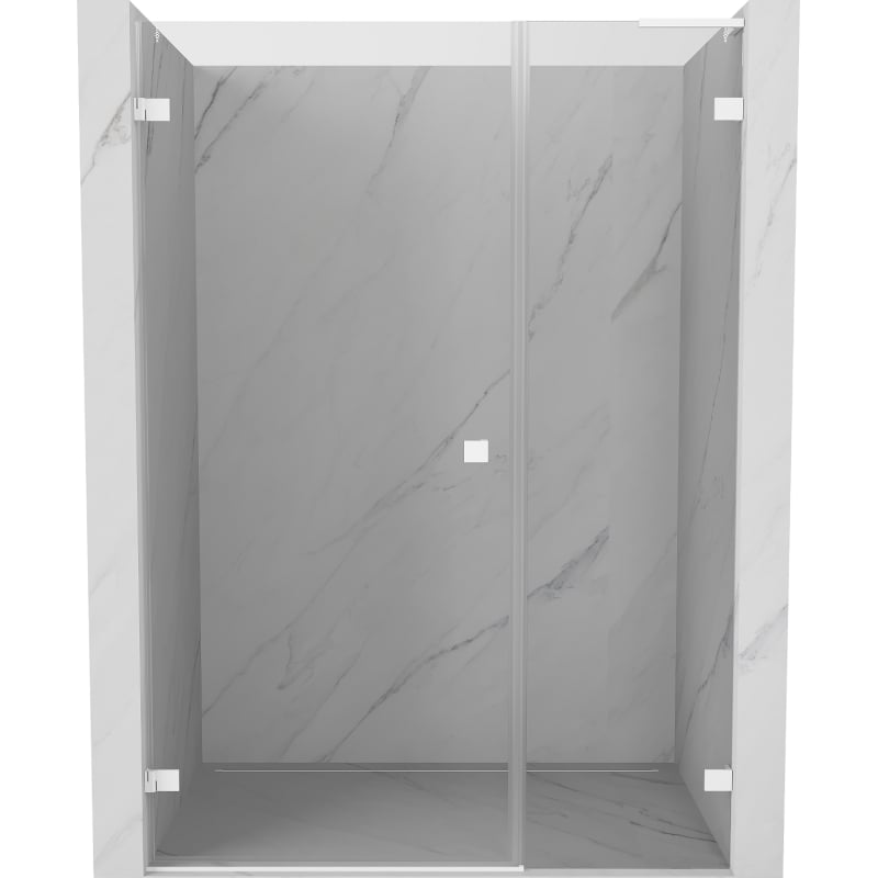 Mexen Lunar-B L 110 cm Left Hinged Shower Door, Transparent, White - 832SL-110-050-20-00-L