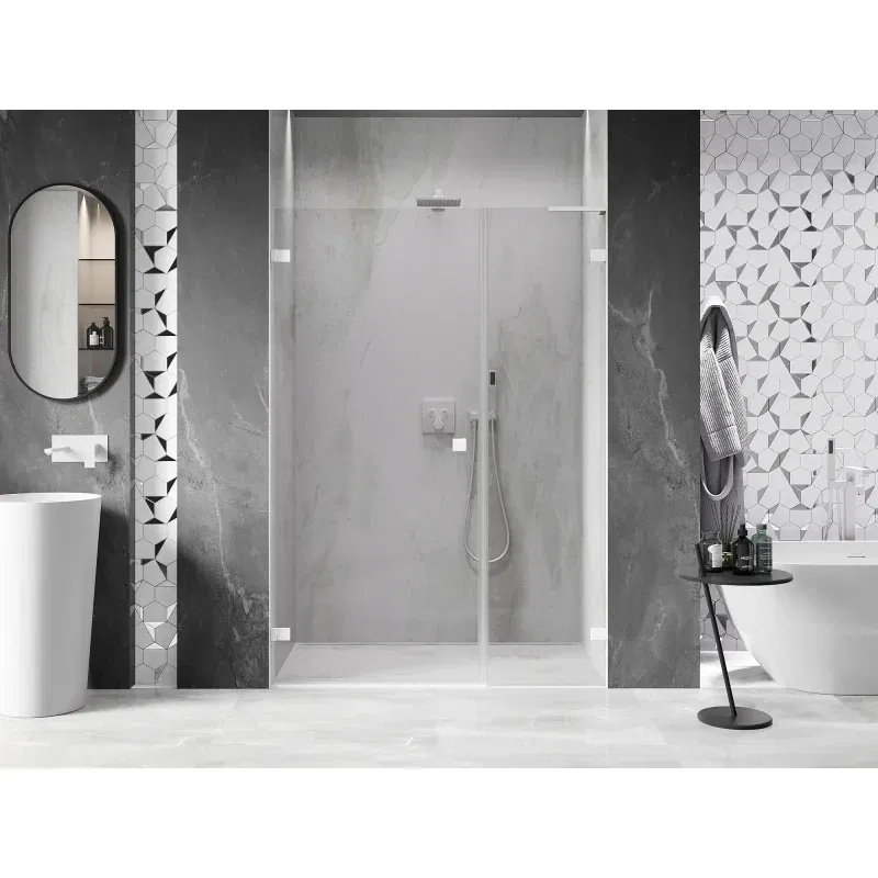 Mexen Lunar-B L Left Hinged Shower Door 115 cm, Transparent, White - 832SL-115-050-20-00-L