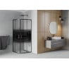 Mexen Rio semi-circular shower cabin 90 x 90 cm, black stripes, black - 863-090-090-70-20