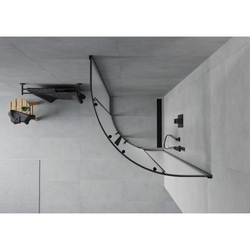 Mexen Rio semi-circular shower cabin 70 x 70 cm, frosted, black - 863-070-070-70-30