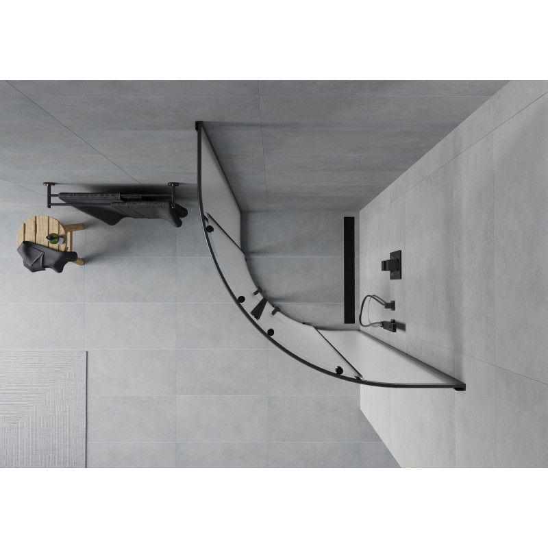 Mexen Rio semi-circular shower enclosure 70 x 70 cm, frost, black - 863-070-070-70-30
