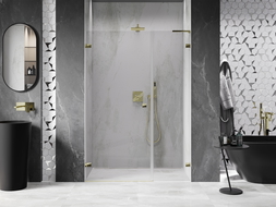 Mexen Lunar-B L Left-Hand Hinged Shower Door 125 cm, Transparent, Gold - 832SL-125-050-50-00-L