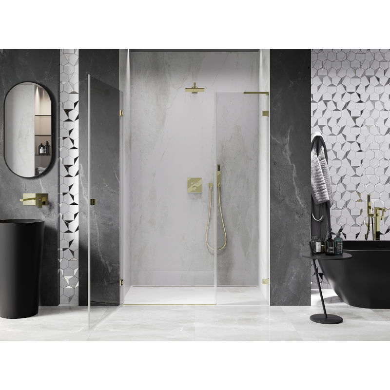 Mexen Lunar-B L Left-Hand Hinged Shower Door 125 cm, Transparent, Gold - 832SL-125-050-50-00-L