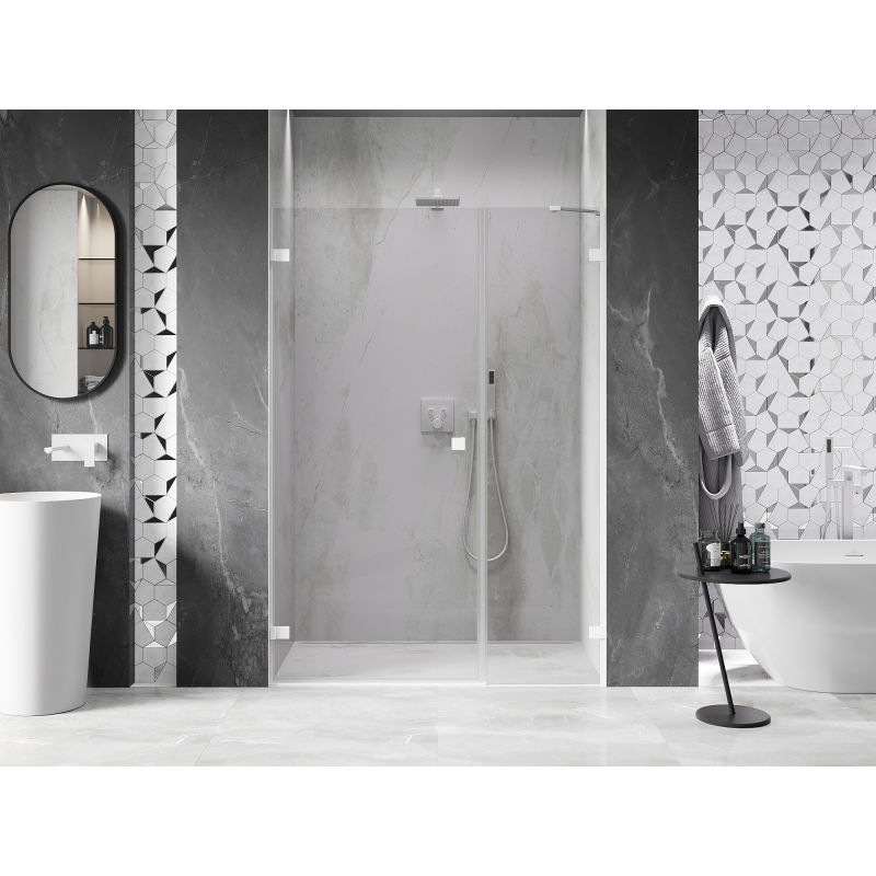 Mexen Lunar-B Left Hinged Shower Door 115 cm, Transparent, White - 832S-115-050-20-00-L