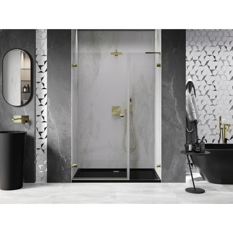 Mexen Lunar-B L Left-Hand Hinged Shower Door 130 cm, Transparent, Gold - 832SL-130-050-50-00-L