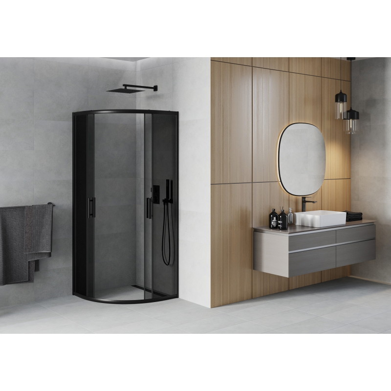 Mexen Rio shower cabin semicircular 80 x 80 cm, graphite, black - 863-080-080-70-40