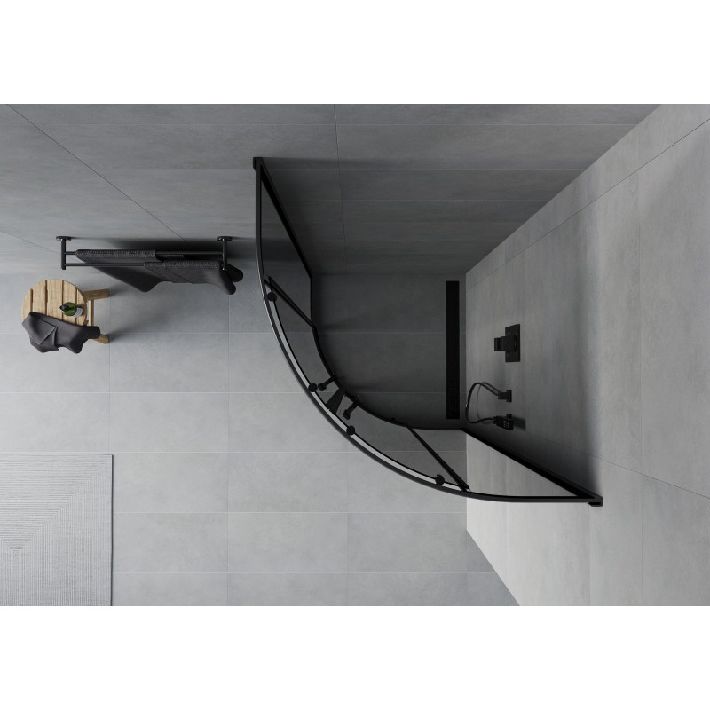 Mexen Rio shower cabin semicircular 80 x 80 cm, graphite, black - 863-080-080-70-40