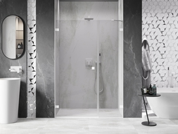 Mexen Lunar-B Left Hinged Shower Door 130 cm, Transparent, White - 832S-130-050-20-00-L