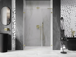 Mexen Lunar-B L Shower Door Pivot Left 120 cm, Transparent, Brushed Gold - 832SL-120-050-55-00-L