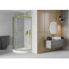 Mexen Rio semi-circular shower cabin 70 x 70 cm, transparent, gold + tray, white - 863-070-070-50-00-4710