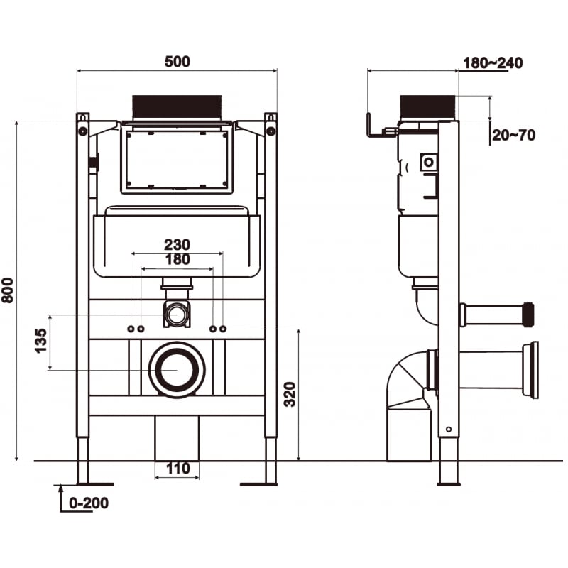 Mexen Tex Air XS-U pneumatic concealed frame for toilet - 61850A
