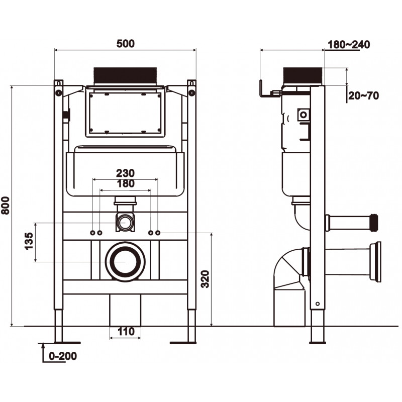 Mexen Tex Air XS-U pneumatic concealed frame for WC - 61850A