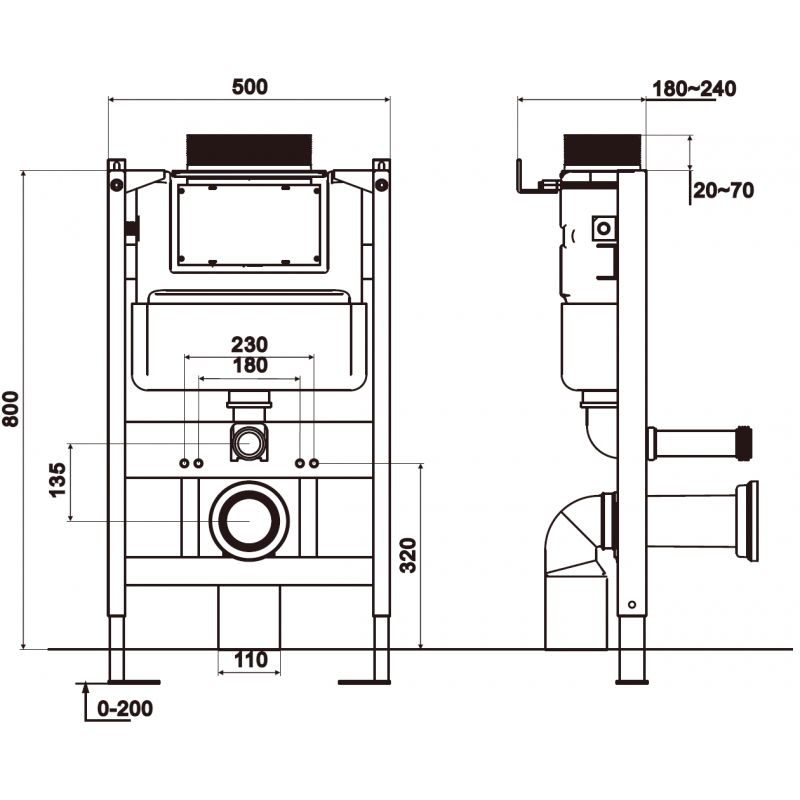Mexen Tex Air XS-U Pneumatic Concealed Toilet Frame - 61850A