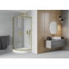 Mexen Rio semicircular shower cabin 90 x 90 cm, transparent, gold + Rio tray, white - 863-090-090-50-00-4710