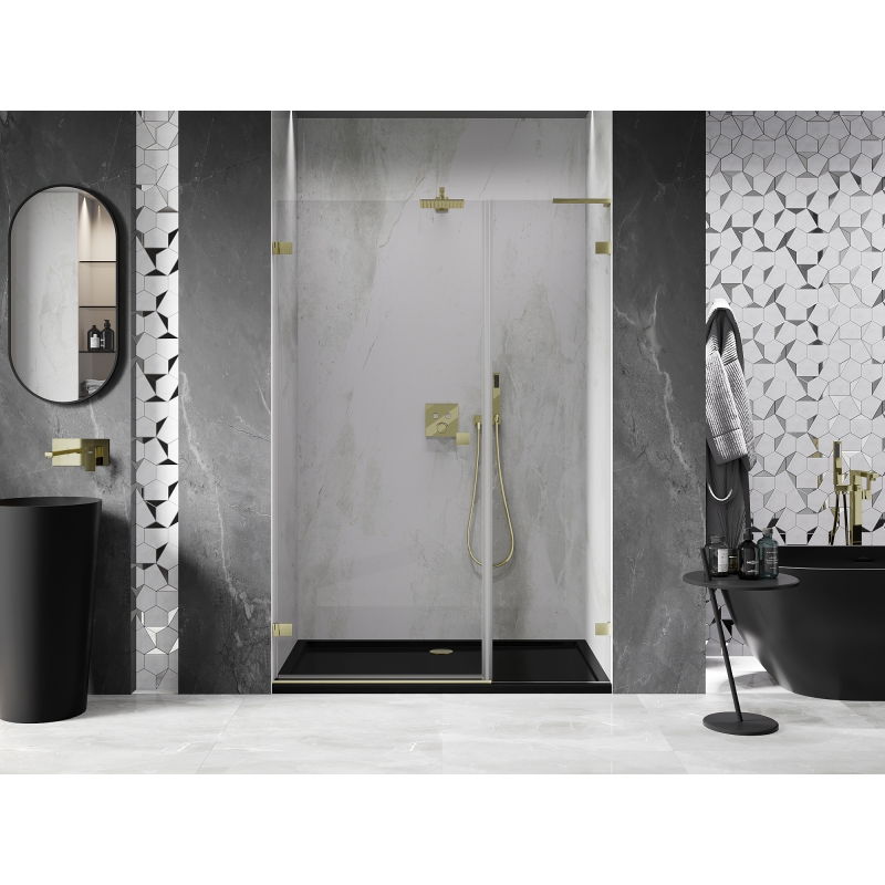 Mexen Lunar-B L hinged shower door left 140 cm, transparent, brushed gold - 832SL-140-050-55-00-L