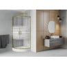Mexen Rio semi-circular shower cabin 70 x 70 cm, white stripes, gold + Rio tray, white - 863-070-070-50-20-4710