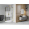 Mexen Rio semi-circular shower cabin 70 x 70 cm, white stripes, gold + tray, white - 863-070-070-50-20-4710