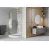 Mexen Rio semi-circular shower cabin 70 x 70 cm, white stripes, gold + tray, white - 863-070-070-50-20-4710