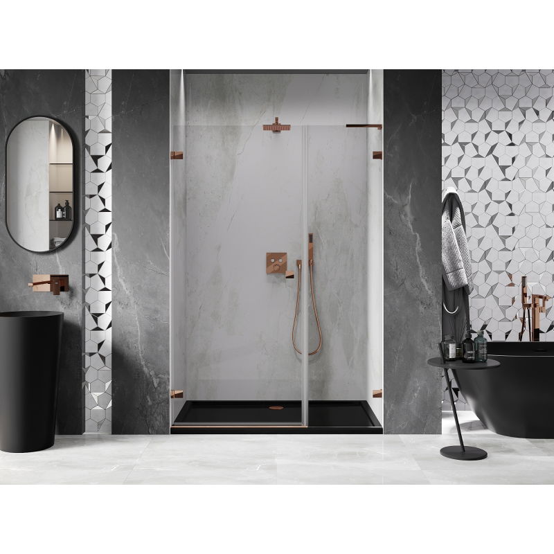 Mexen Lunar-B L left hinged shower door 115 cm, transparent, rose gold - 832SL-115-050-60-00-L