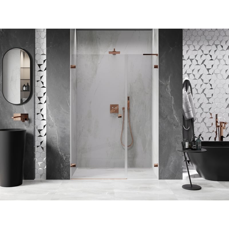 Mexen Lunar-B L shower door left swing 125 cm, transparent, rose gold - 832SL-125-050-60-00-L