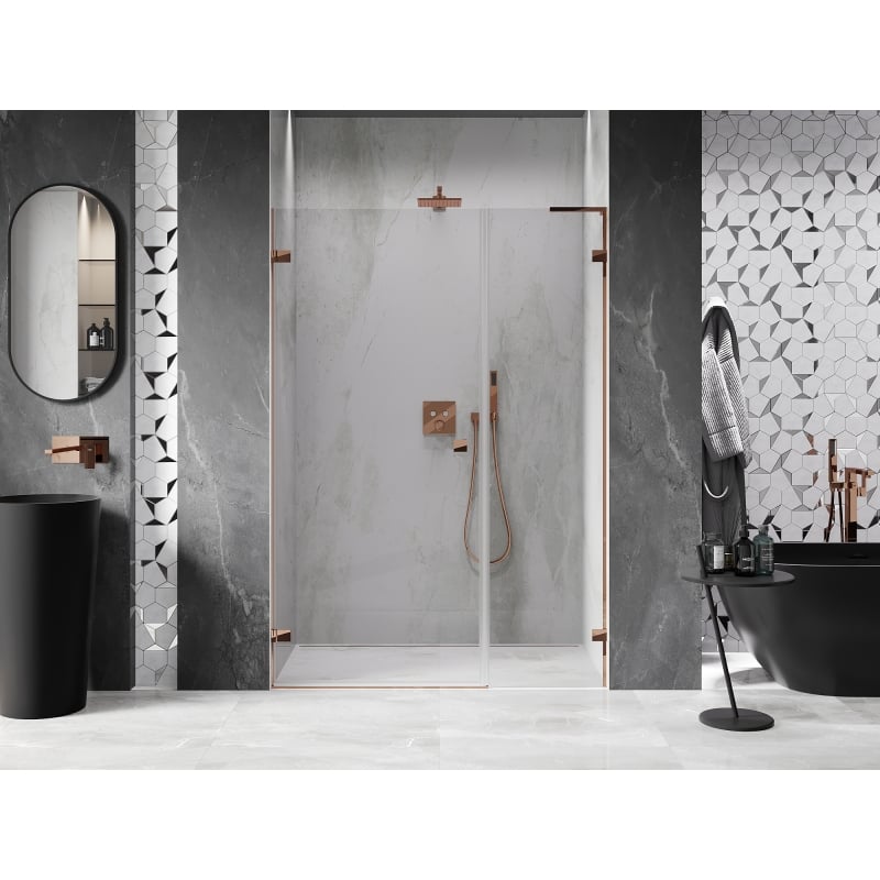 Mexen Lunar-B L shower door left swing 125 cm, transparent, rose gold - 832SL-125-050-60-00-L
