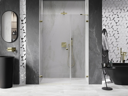 Mexen Lunar-B shower door hinged left 135 cm, transparent, gold - 832S-135-050-50-00-L