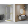 Mexen Rio semi-circular shower cabin 70 x 70 cm, frost, gold + tray, white - 863-070-070-50-30-4710