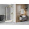 Mexen Rio semicircular shower cabin 80 x 80 cm, frost, gold + Rio shower tray, white - 863-080-080-50-30-4710