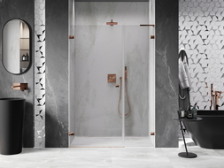 Mexen Lunar-B L left hinged shower door 145 cm, transparent, rose gold - 832SL-145-050-60-00-L