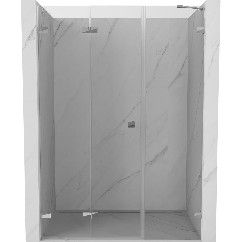 Mexen Lunar-F 140 cm Left Folding Shower Door, Transparent, Chrome - 836S-140-050-01-00-L