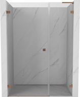 Mexen Lunar-B L Left Hinged Shower Door 125 cm, Transparent, Brushed Copper - 832SL-125-050-65-00-L