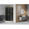 Mexen Rio semi-circular shower cabin 70 x 70 cm, graphite, gold + shower tray, white - 863-070-070-50-0-4710