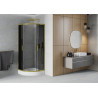 Mexen Rio semi-circular shower cabin 70 x 70 cm, graphite, gold + shower tray, white - 863-070-070-50-0-4710
