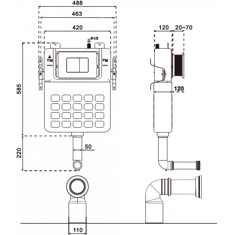 Mexen Tex S concealed frame for floor-standing toilet - 61102