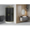 Mexen Rio semi-circular shower cabin 90 x 90 cm, graphite, gold + Rio tray, white - 863-090-090-50-0-4710